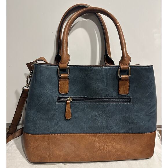 Simply Noelle Women's Shoulder Bag Purse Teal/Brown Handbag Zippers Storage - Picture 6 of 13